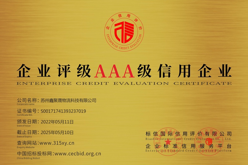 企业评级AAA级信用企业